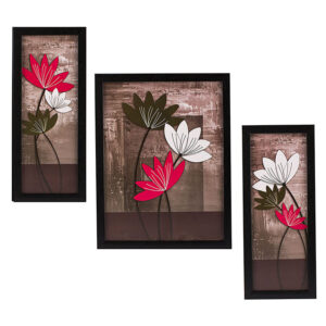 Indianara 3 Pc Set of Floral Paintings